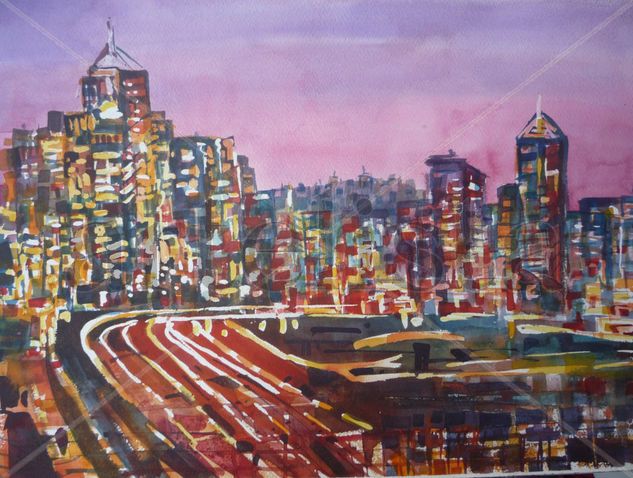 Ciudad Nocturna Watercolour Paper Landscaping