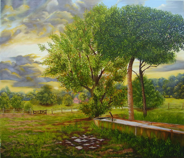 "Tormenta en el Atardecer" Óleo Lienzo Paisaje