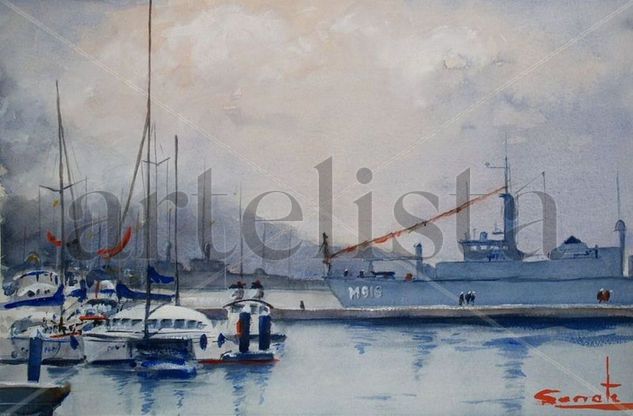 Puerto de Cartagena 2 Watercolour Paper Marine Painting