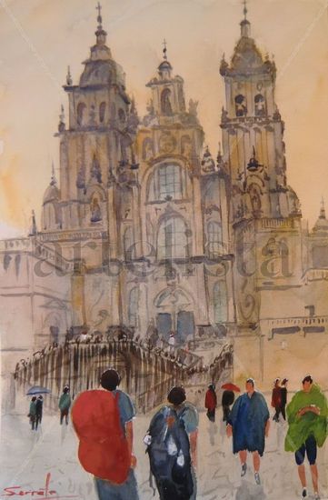 Catedral de Santiago Acuarela Papel Paisaje