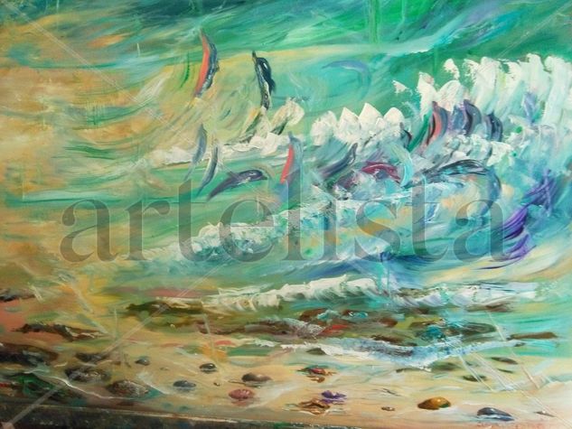 PLAYA DE LOS DELFINES Oil Canvas Marine Painting