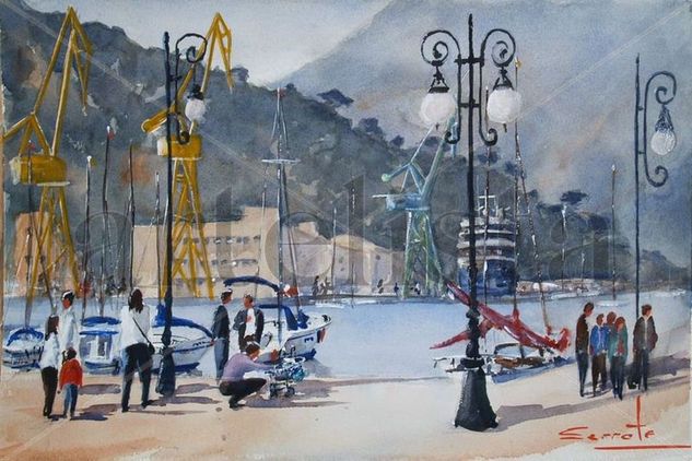 Puerto de Cartagena Watercolour Paper Marine Painting