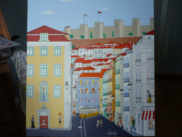 Vida en Lisboa Oil Canvas Landscaping