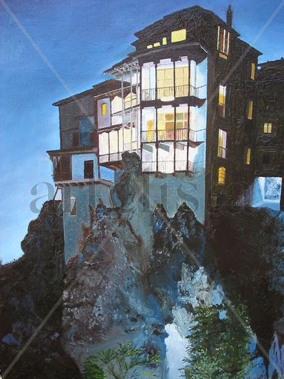 Nocturno Casas colgadas de Cuenca Oil Canvas Landscaping