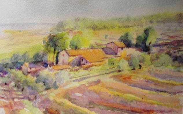 Masia en Sant Vicenç dels Horts Watercolour Paper Landscaping