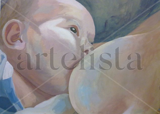 maternidad, instinto, love. Acrylic Panel Figure Painting