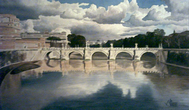 Ponte de Sant´ Angelo Acuarela Papel Paisaje