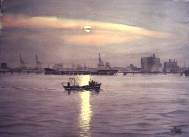 Crepúsculo Watercolour Paper Marine Painting