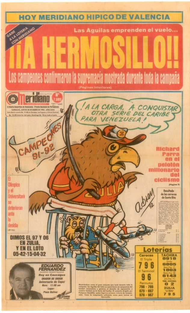 Portada de Meridiano, Aguilas del Zulia