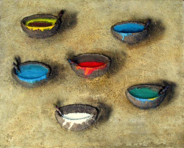 Sun dried Paint Bowls Acrylic Canvas Still Life Paintings