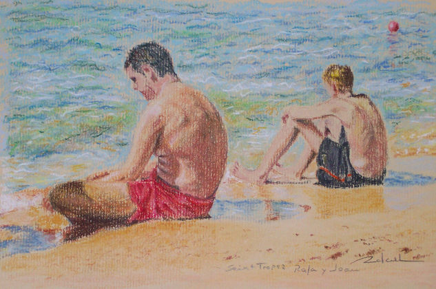 Rafa y Joan Pastel Paper Marine Painting