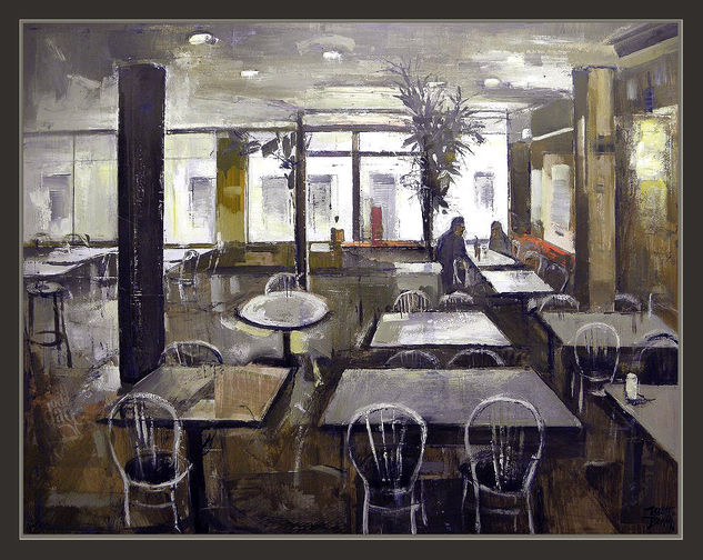 ARBUCIES-CAFETERIA-CAFETERIAS-PINTURAS-ERNEST DESCALS Óleo Lienzo Paisaje