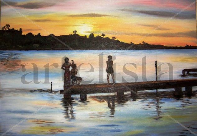 Atardecer en el Delta Oil Canvas Landscaping