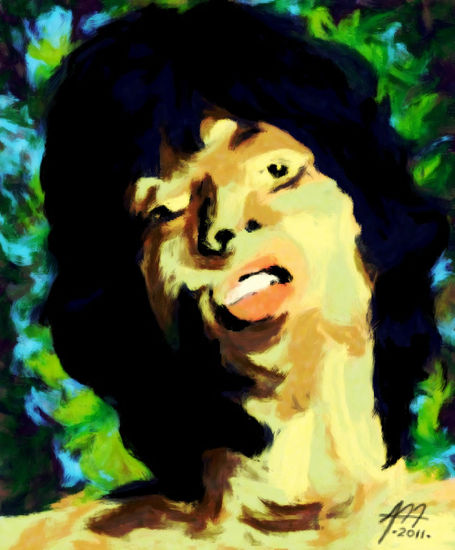 Mick Jagger Oil Canvas Portrait