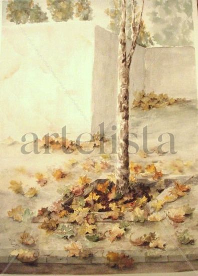 Arbol en otoño Watercolour Paper Floral Painting