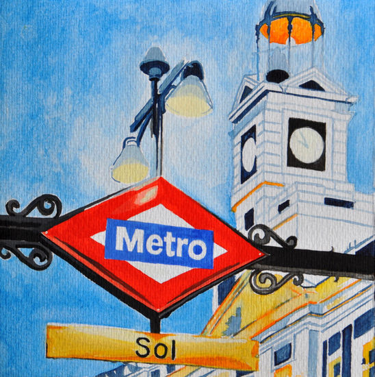 Metro Sol Acuarela Papel Paisaje