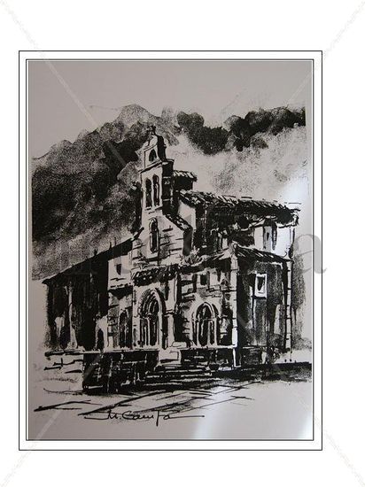 iglesia los p. franciscanos Tinta Papel Paisaje