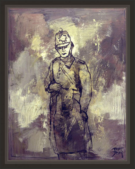 SCHUPO-SCHUTZPOLIZEI-GERMANY-GERMAN-POLICE-POLICIA-III REICH-ALEMANIA-PINTURA-ERNEST DESCALS Óleo Cartulina Figura