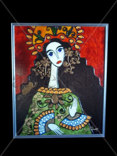 Virgen Colonial Sarah Acrylic Glass Figure Painting