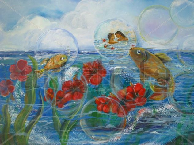 Burbujas de Amor Acrylic Canvas Marine Painting