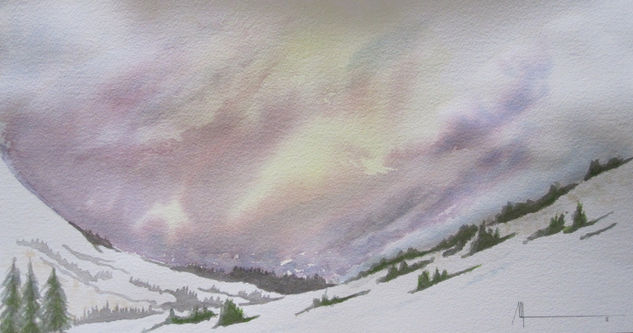 nieve en la montaña Watercolour Paper Landscaping