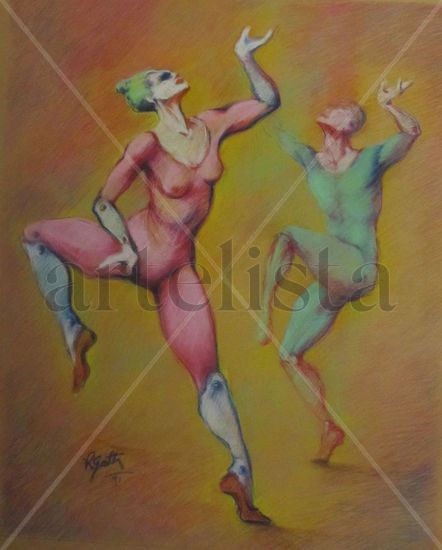 De la Serie Pasteles n. 10 Pastel Paper Figure Painting