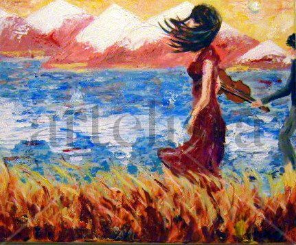 Mujer de rojo Acrylic Canvas Landscaping