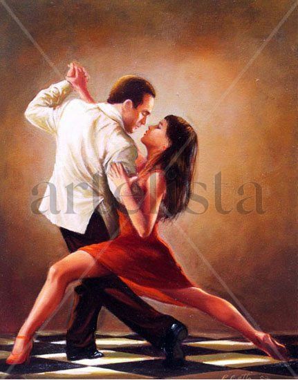 Tango pasión Oil Textile Figure Painting