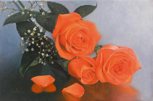 Pétalos y rosas Oil Canvas Floral Painting