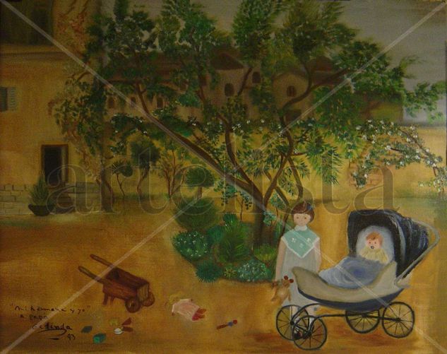 MI hermana y yo Oil Canvas Landscaping