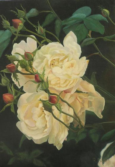 Rosas blancas Óleo Lienzo Floral