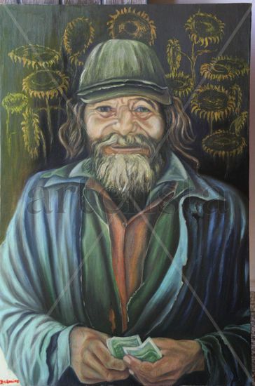 Vendedor de Jirasoles Oil Canvas Portrait