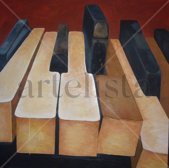 PIANISTA FURIOSO Mixed media Panel Still Life Paintings