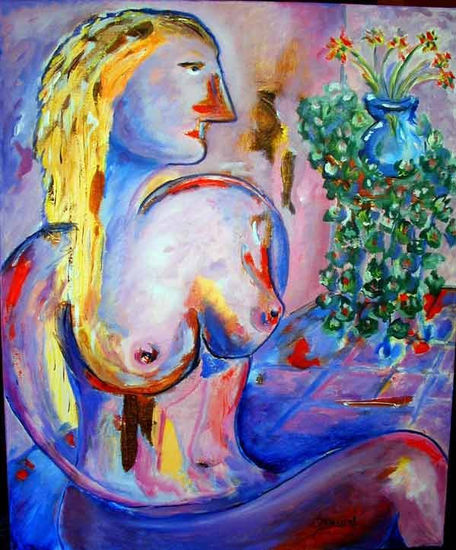 desnudo en el patio Acrylic Canvas Portrait