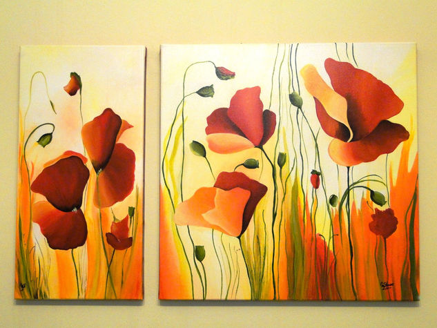 Calidas Amapolas Acrylic Canvas Floral Painting