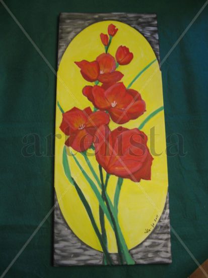 Rama de gladiolo Acrylic Canvas Floral Painting