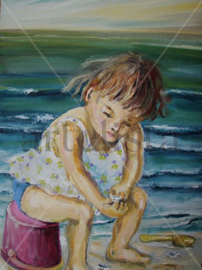 Menina com cabeça grande Oil Canvas Landscaping