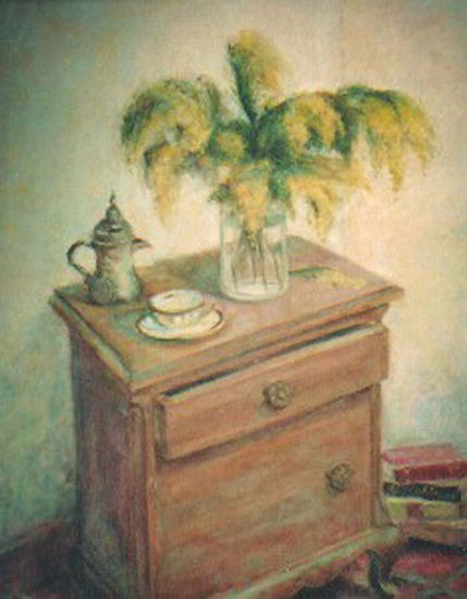 MIMOSAS EN LA MESILLA Oil Canvas Still Life Paintings