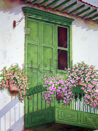 Balcon antioqueño Watercolour Paper Landscaping