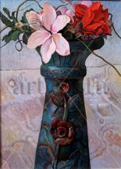 Jarrón con flores Oil Canvas Floral Painting