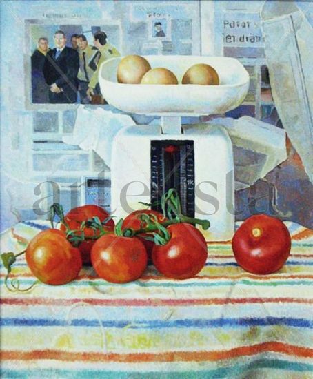 Huevos y tomates Óleo Lienzo Retrato