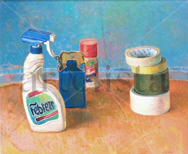 Caja azul sobre fondo azul Oil Canvas Still Life Paintings