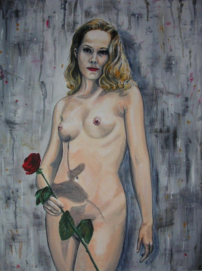 Rose Acrylic Textile Nude Paintings