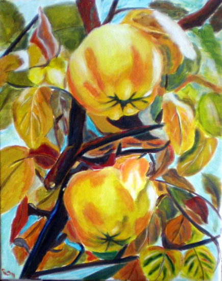 Membrillos 3 Acrylic Canvas Still Life Paintings