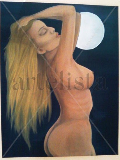 Baño de Luna Oil Canvas Figure Painting