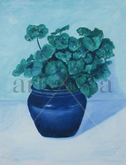 JARRON AZUL Oil Canvas Floral Painting