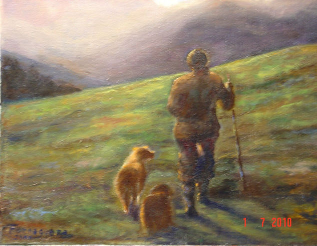 CAMINANDO HACIA LA LUZ CON SUS MEJORES AMIGOS Oil Canvas Landscaping