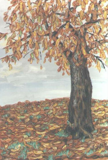 Arbol de otoño Pastel Card Landscaping