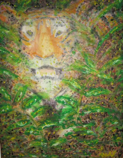 Tigre escondido Oil Canvas Animals