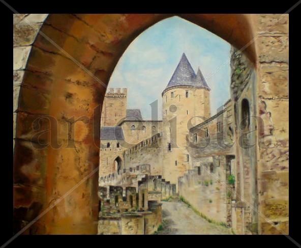 CITE CARCASSONNE Pastel Papel Paisaje